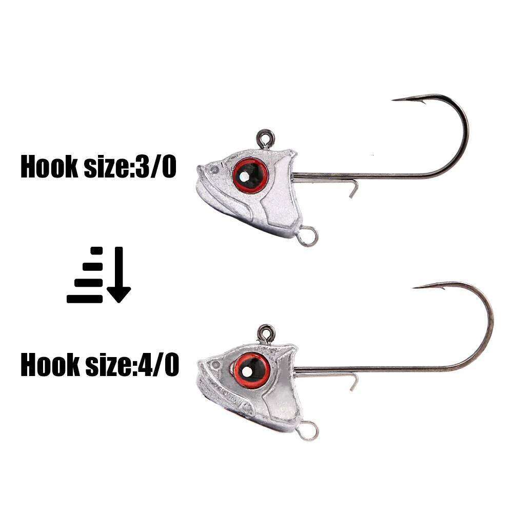 B&U Hook 3/0 4/0 With Red Eyes Crank Jig Head For Soft Lure Fishing Accessories Tackle Jigging Jigs Fishhook S260305