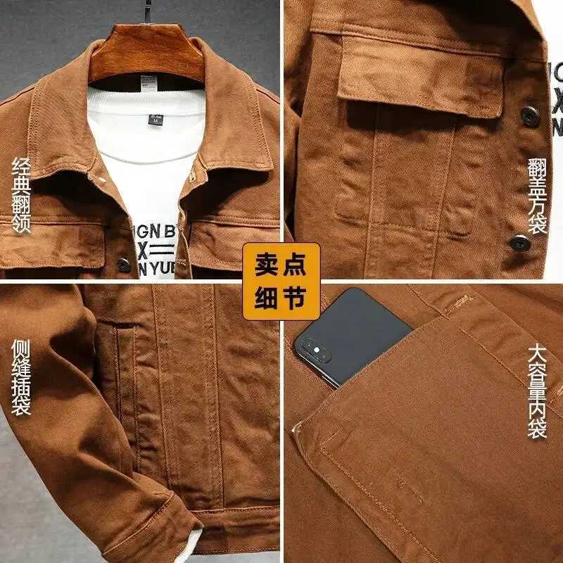 Autumn Jackets Cotton Stretch Slim Denim Jacket Coats Fashion Turn Down Collar Casual Clothes For Men Vintage M260309