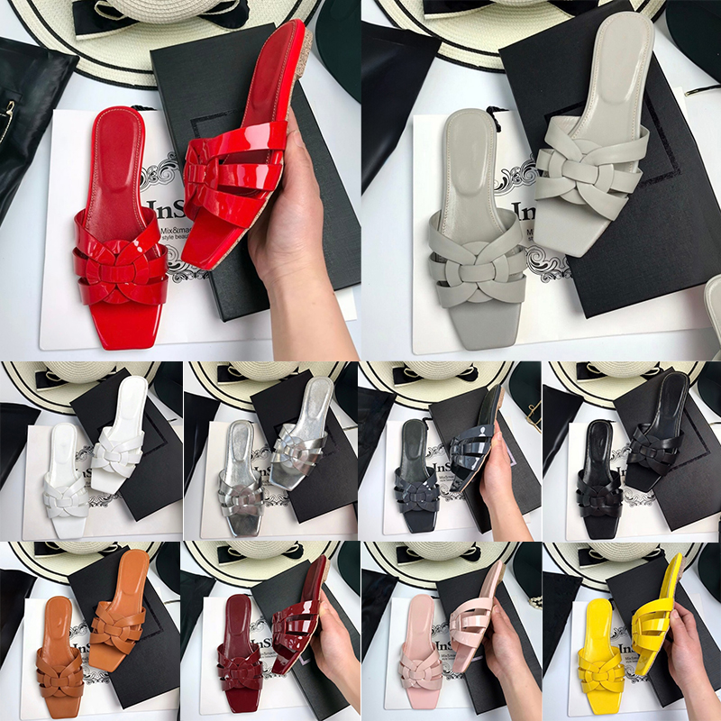 Free shipping Designer Sandals Luxury Women Flat shoes Fashionable slippers bright black white pink Daily casual slides 35-42