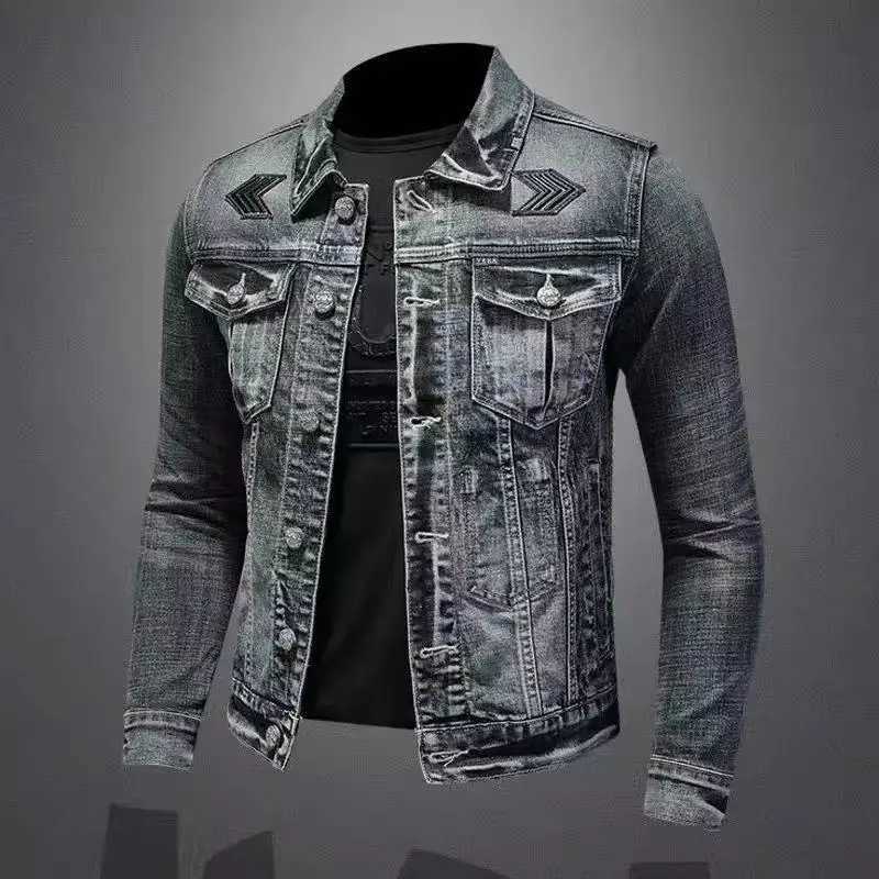 2025 Autumn/Winter New Mens High Street Retro Denim Jacket Cotton Denim Fabric Embroidered Fashion Trend Casual Jacket M260309