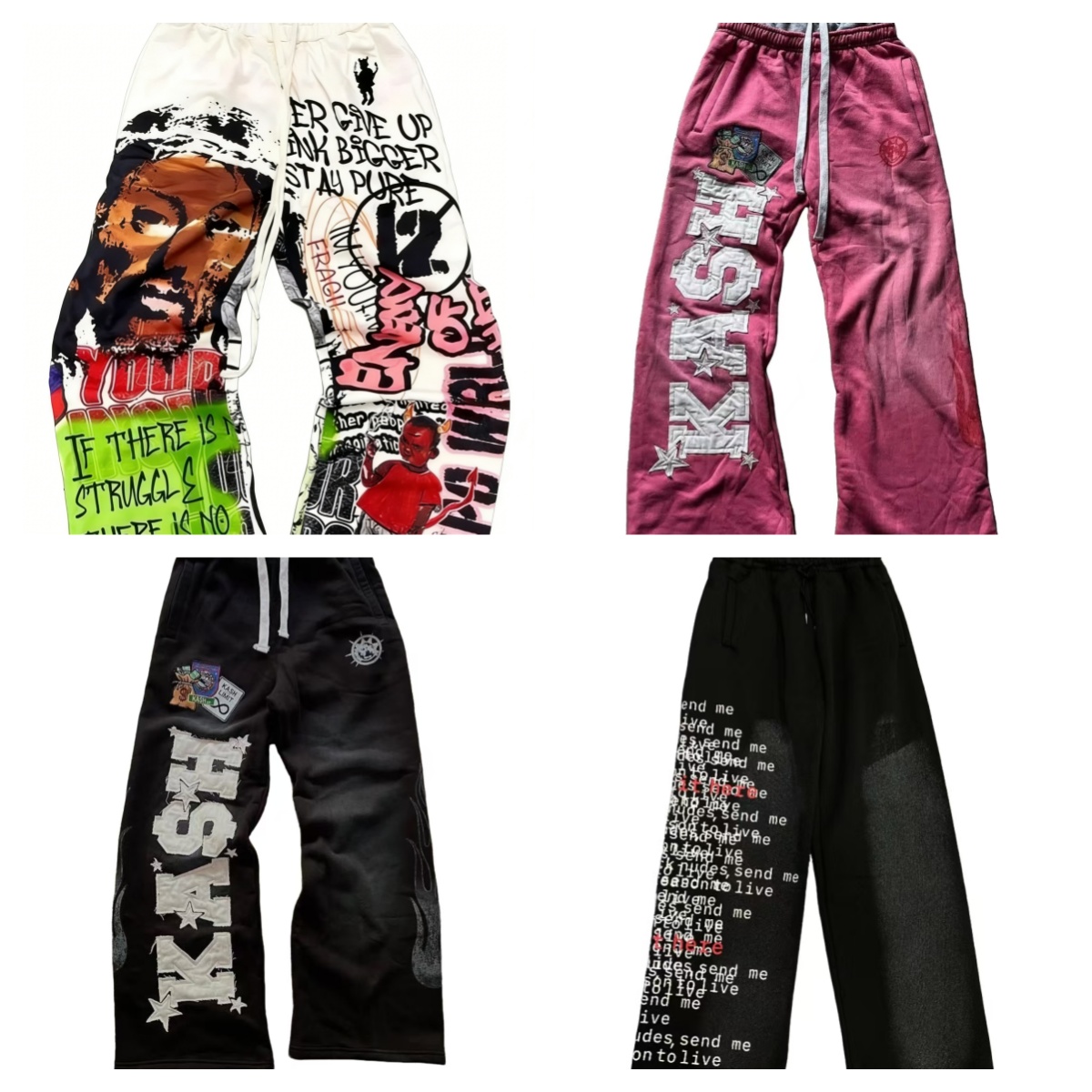 Men's Pants Goth Harajuku Double Layer Elastic Waistband Men Hip Hop Letter Print Y2k Cargo Joggers Loose Casual Sweatpants