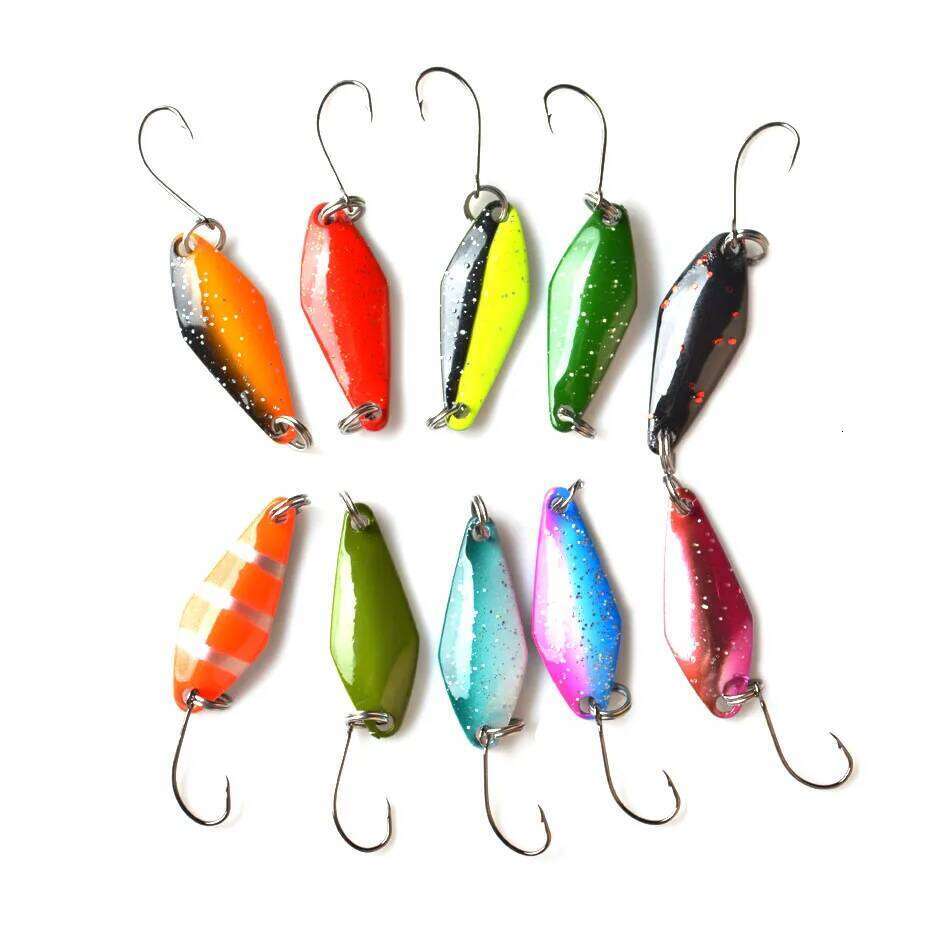 TOMA Spoons Metal Trout Lures 5pcs 2.2g 2.5g 3g 4.5g 5g Small Hard Bait Sequins Spinner Fishing Spoon with Single Hook S260305