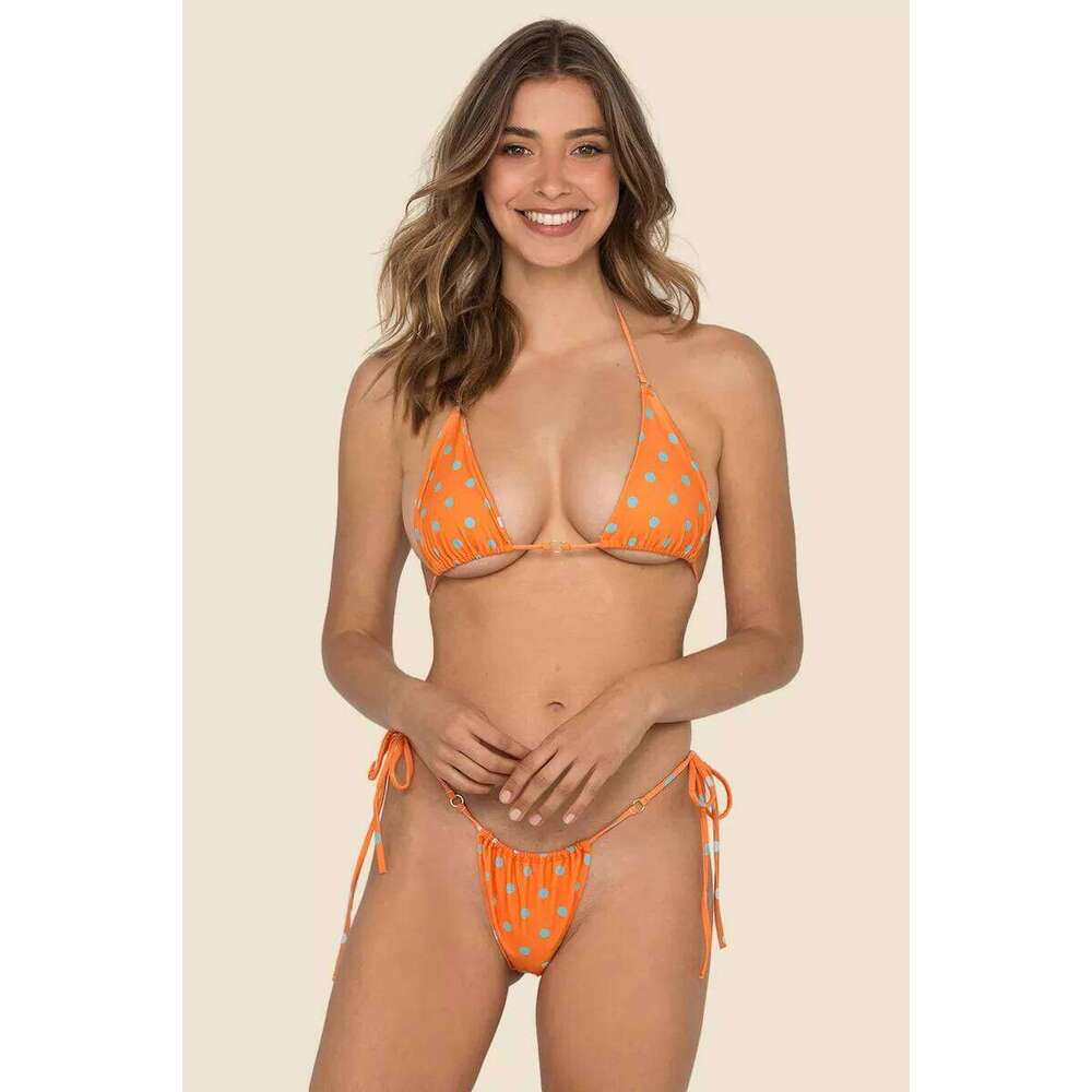 Sexy Mini Bikini Women String Triangle Swimsuit Print Swimwear Halter Lace Up Bikinis Set Backless Low Waist Thong Biquini XJ260206
