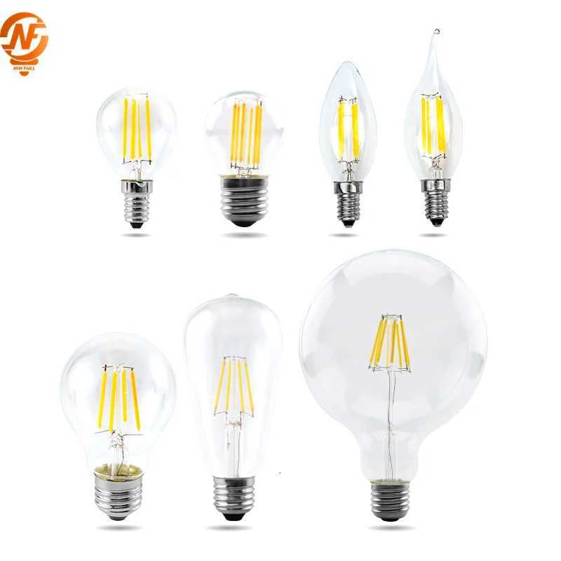 E14 E27 LED Bulb 220V Glass Vintage LED Filament Light Bulb 2W 4W 6W 8W Retro Incandescent Decoration Led Lighting Lamp Ampoule H260310