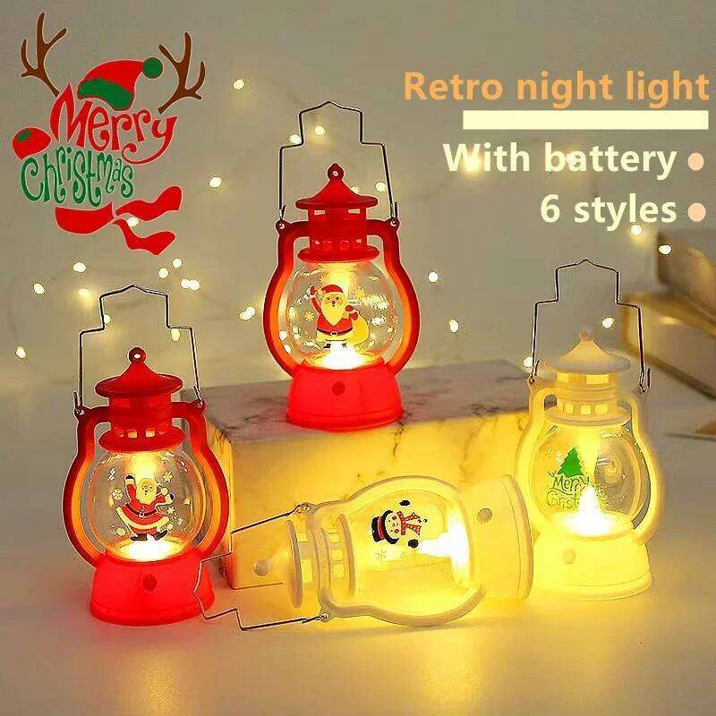 2026 Ornaments with Battery LED Lantern Light Santa Claus Merry Christmas Decorations for Home Xmas Navidad Noel Gift H260310