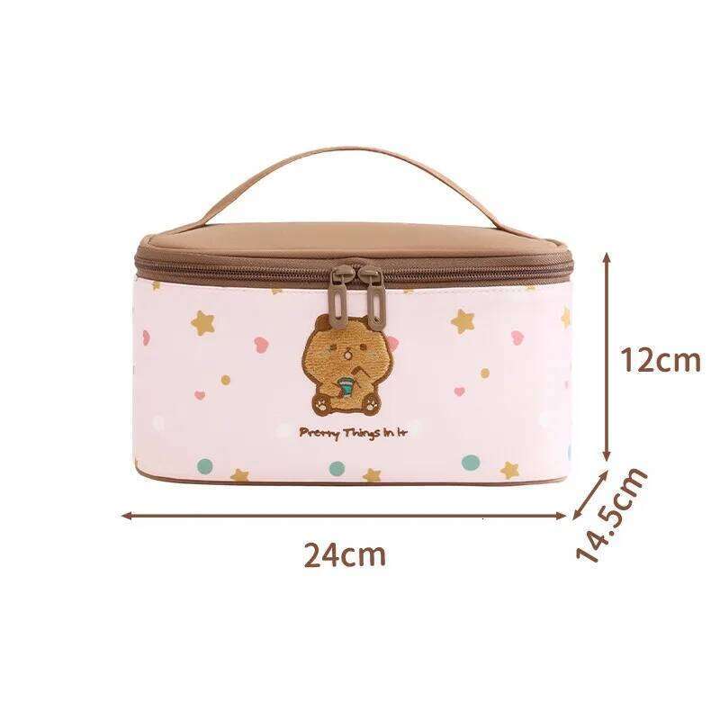 Milk Tea Bear World Cover Travel Storage Cartoon Cosmetic Bag Large Capacity2025New style XJ260310