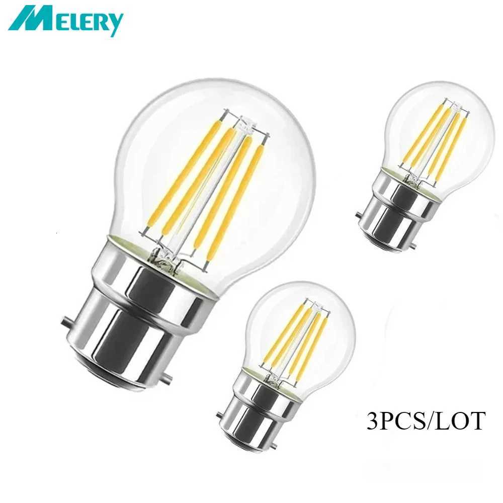 Melery B22 Filament LED Light Bulb 4W Incandescent Bayonet Lamp G45 2700K Warm Cold Day White Replacement 40W Rustic Clear 3PACK H260310