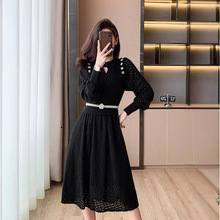 Elegant Knit Tweed Style Slimming Dress For Women Autumn/winter Slim Fit Tweed Patchwork Dresses 240824