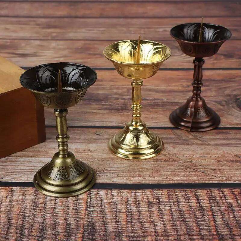 1PC Metal Votive Candlestick Lotus Retro Candle Holders for Daily Pray Buddha Candelabra Butter Lamp Holder Buddhist H260310