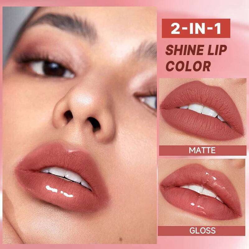 2-In-1 Dual-Ended Lipstick Lip Gloss - Matte & Mirror Finish, Long-Lasting Color Lock, Nourishing Formula With Seed Oil Z260310
