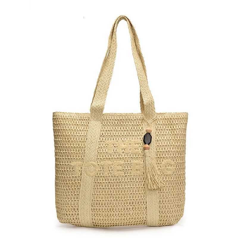 French style large capacity woven straw woven bag for women new beach vacation shoulder bag casual commuting tote bag H260310