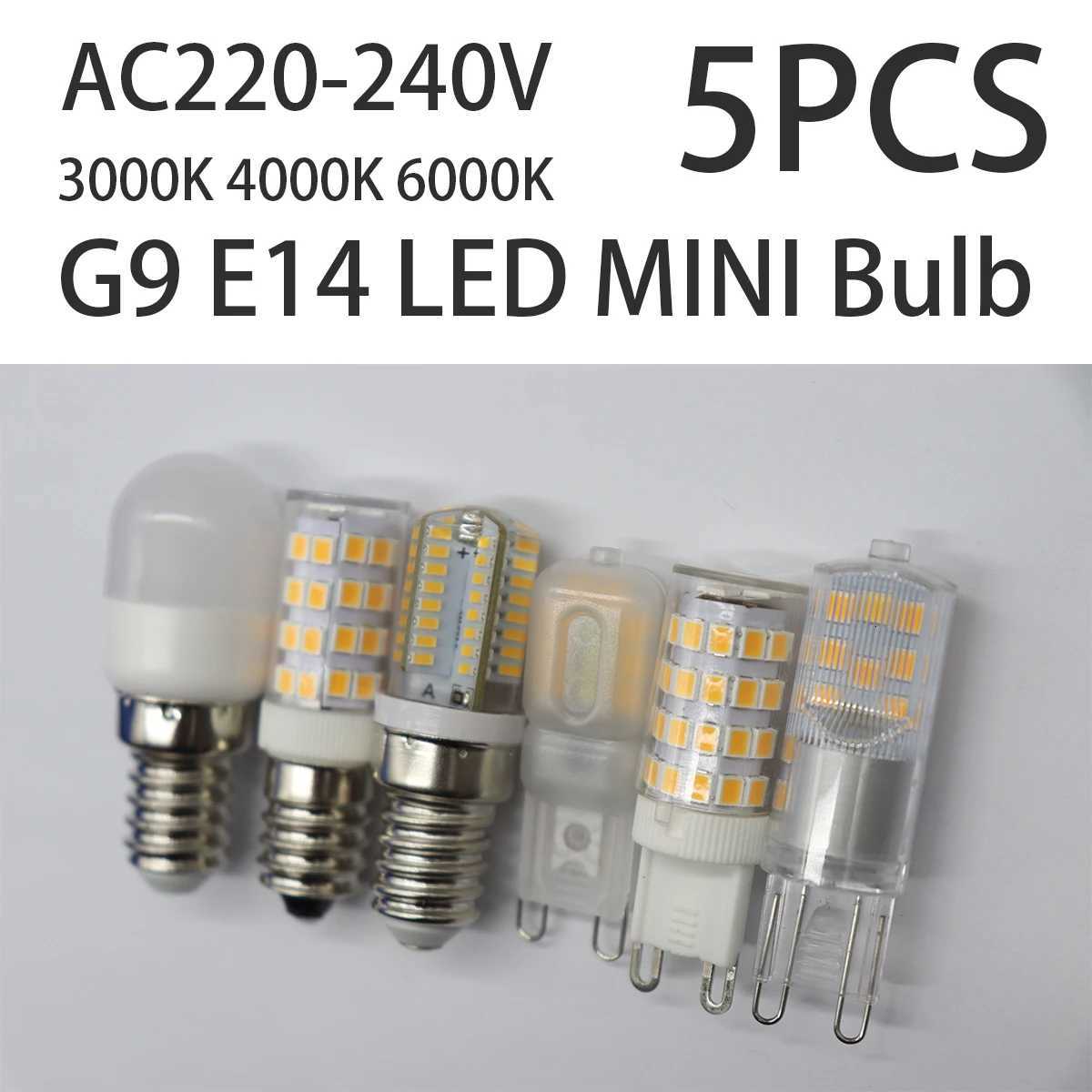 5Pack LED G9 E14 Corn Bulb Lamp 2W 3W 4W mini light 220V 240V Warm Natural light 3000K 4000K 6000K for foyer home derec H260310
