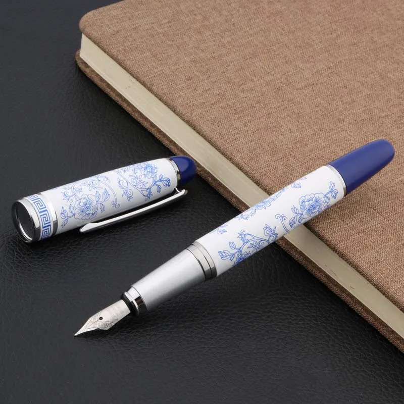 High Quality Chinese Blue and White Porcelain Pattern Medium Nib Fountain Pen Stationery Office School Supplies 260310 - view 6