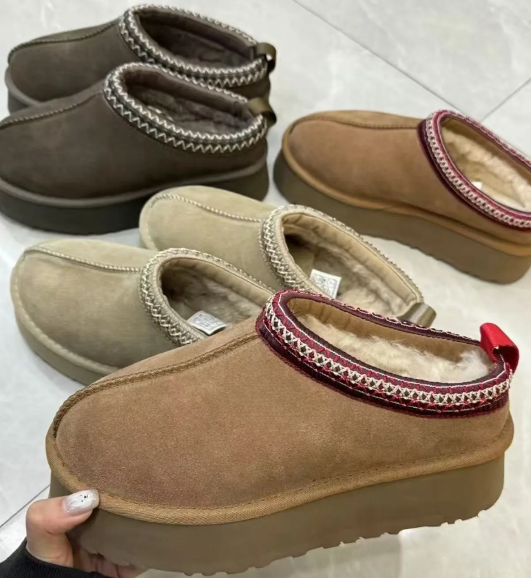 women Tazz Slippers tasman fur slides classic ultra mini platform boot Suede Shearling Disquette Slipper men women shoes Ankle mules winter designer booties