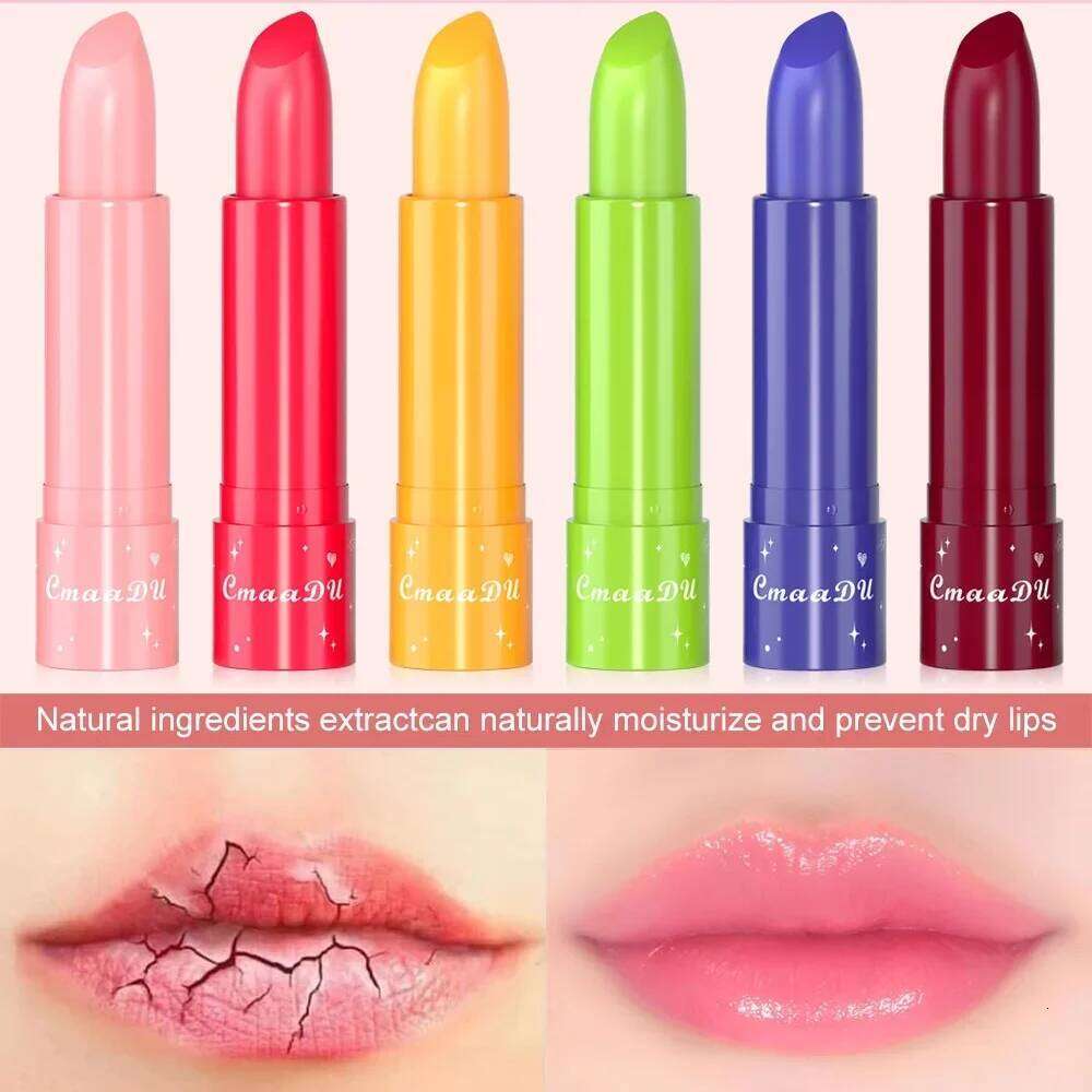 6 Piece Color Changing Lipstick Collection Fruit Flavored Tint Long Lasting Moisturizing Daily Lip Balm Z260310