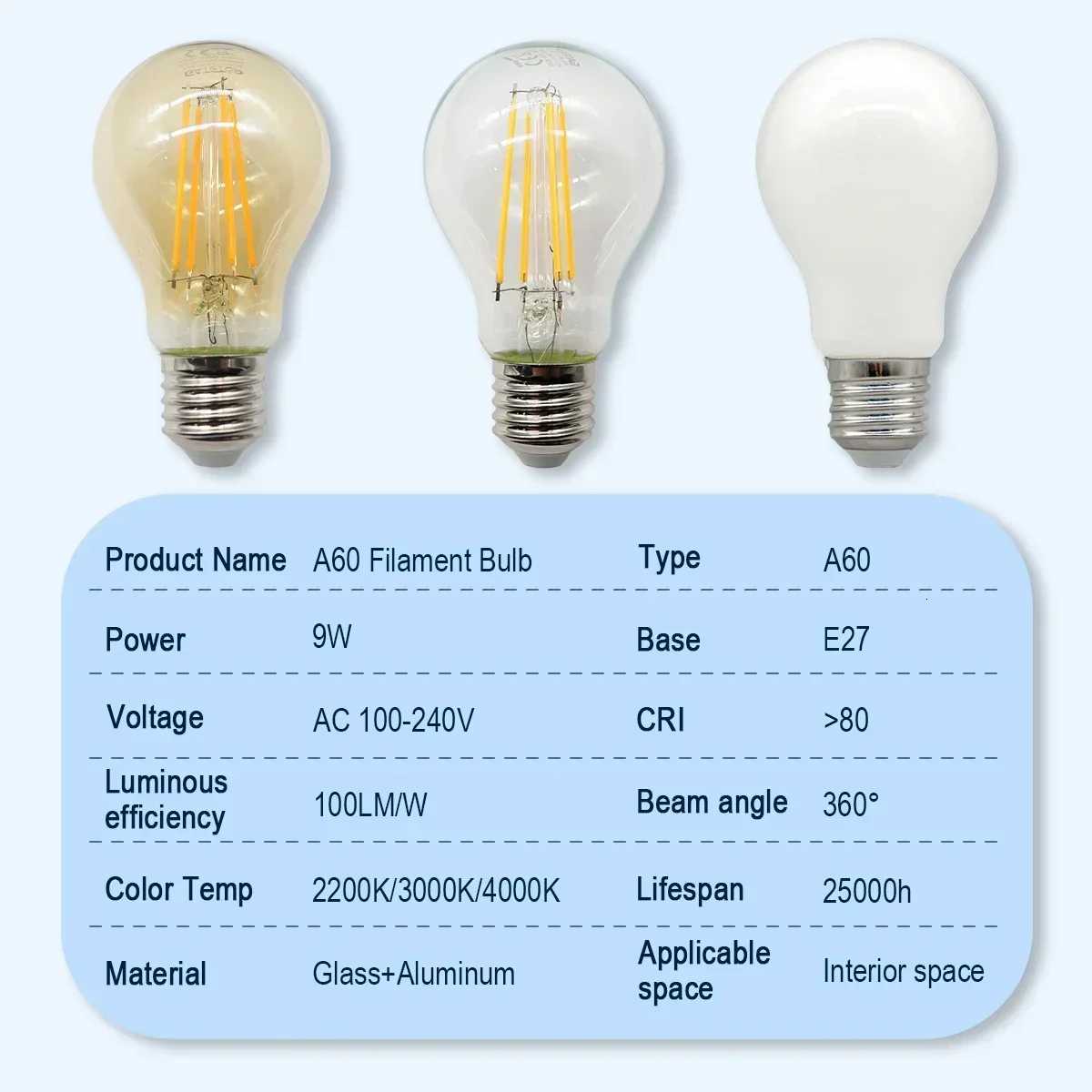 1-10pcs E27 LED Filament Bulb Retro Edison Vintage Lamp B22 E14 GU10 Spot Light AC100V-240V Light Bulb Glass Bulb for Home Room H260310