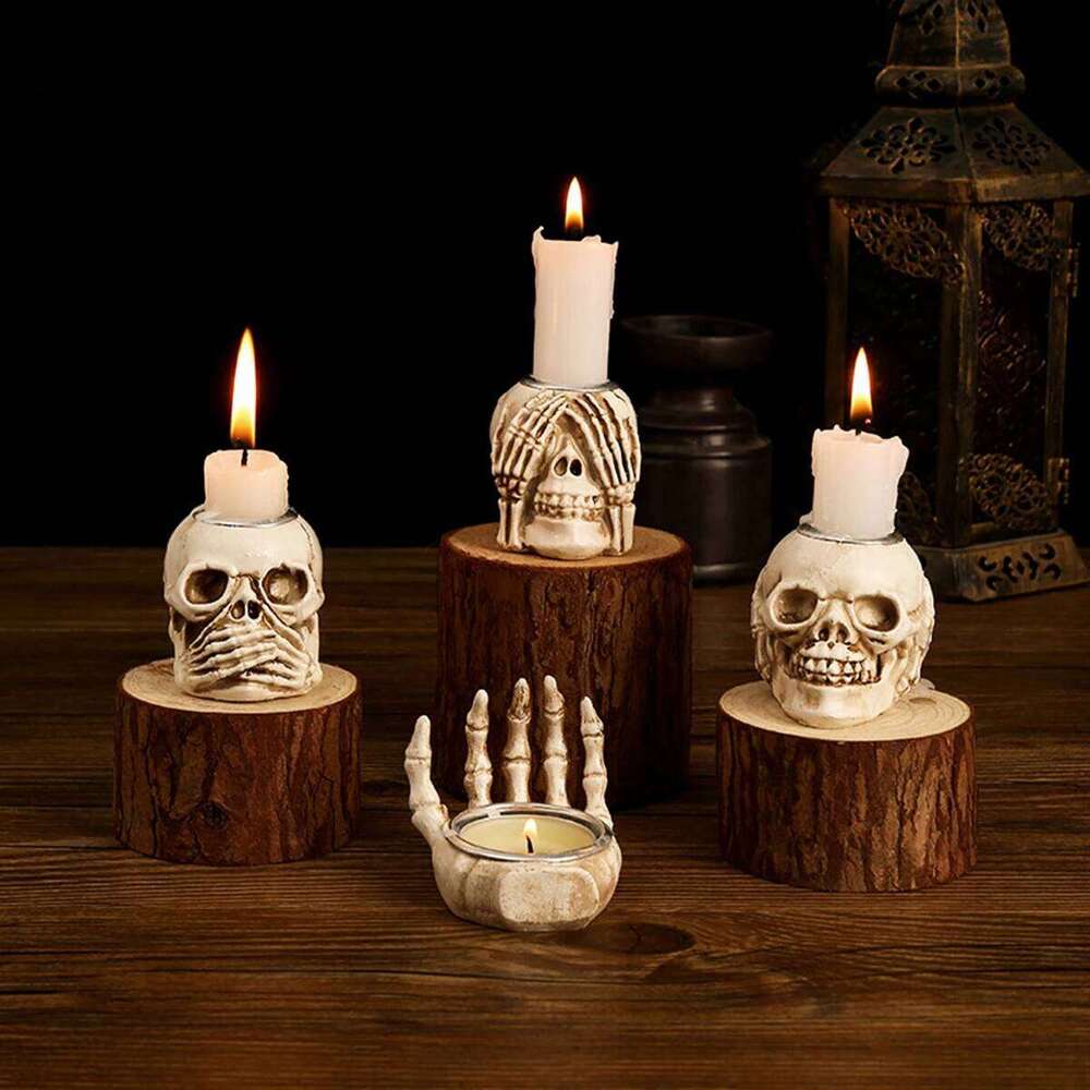 1pc Antique Incense Burner, Skull Candlestick, Halloween Decor Goth, Home Decor, Room Deco H260310