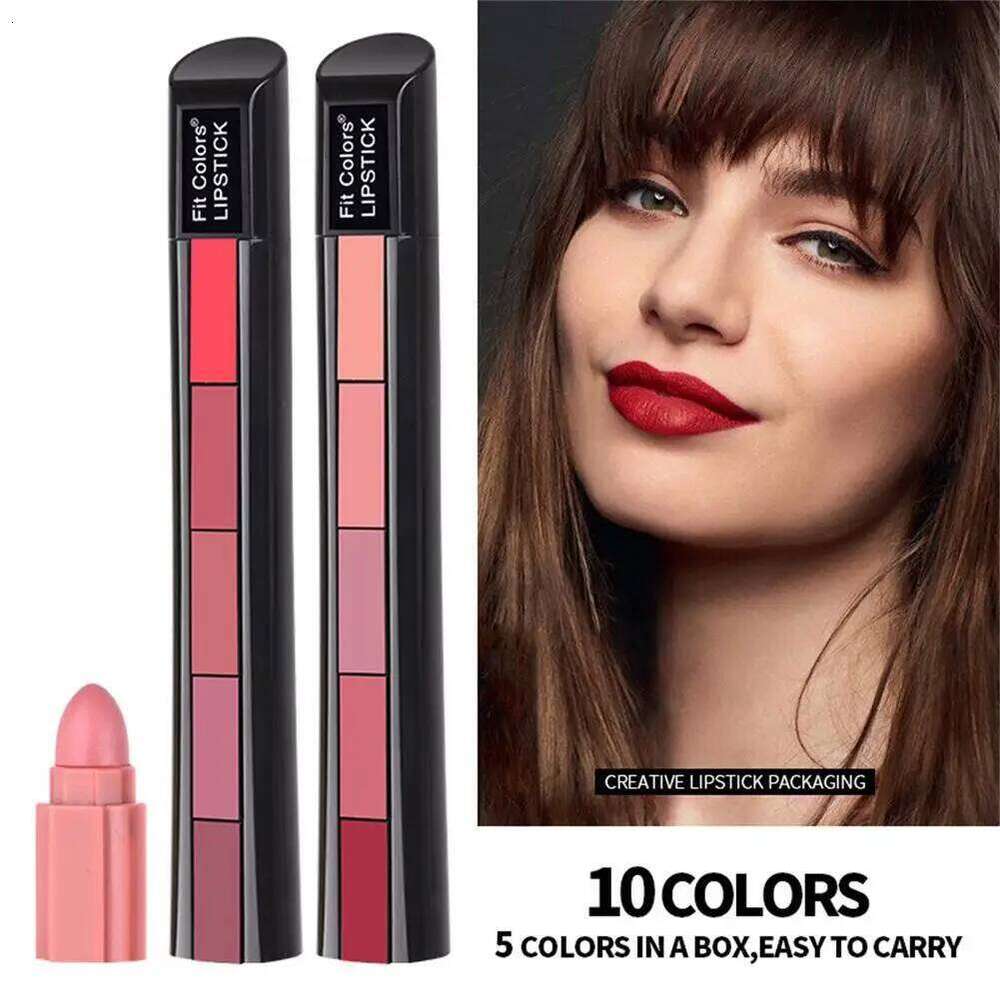 5 In 1 Strip Matte Velvet High Color Rendering Pen Long Lasting Waterproof Cosmetics Makeup Lipstick Set Gifts Z260310