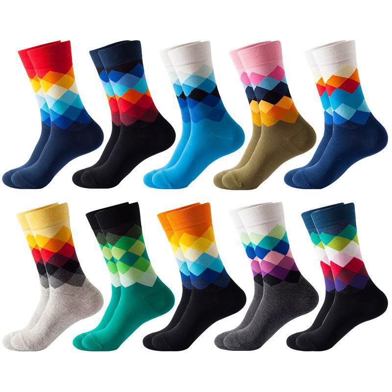 Ins Style MidCalf Socks for Women with Diamond Pattern Fashionable Trendy Unisex Mens Socks y250915