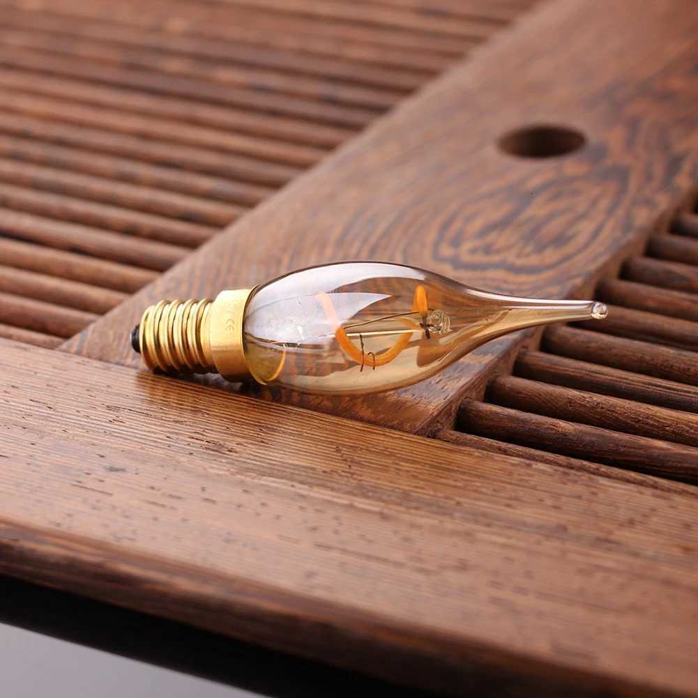 C22 Vintage Candle Light Bulb E14 220V 15W Dimmable 2200K Amber Spiral Filament Pendant Chandeliers Decorative Replacement Bulb H260310