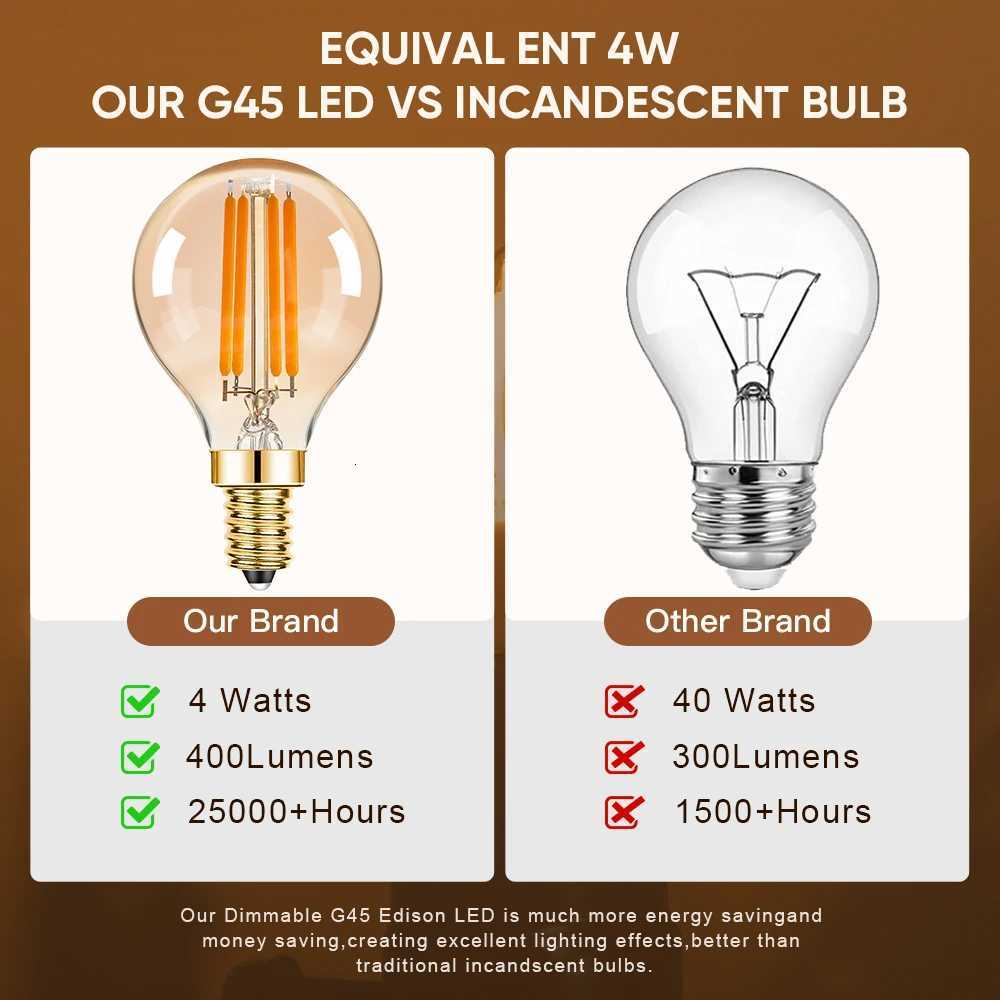 Amber G45 Led Bulb Light 4W 6W E14 220V Filament Lamp Mini Globe Warm White Vintage Dimmable Chandelier Indoor Decoration Home H260310