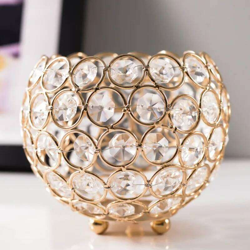Wedding Props Crystal Balls Romantic and Creative Desktop Decorations Retro Hollowed Out Holders Iron Candle Cups H260310