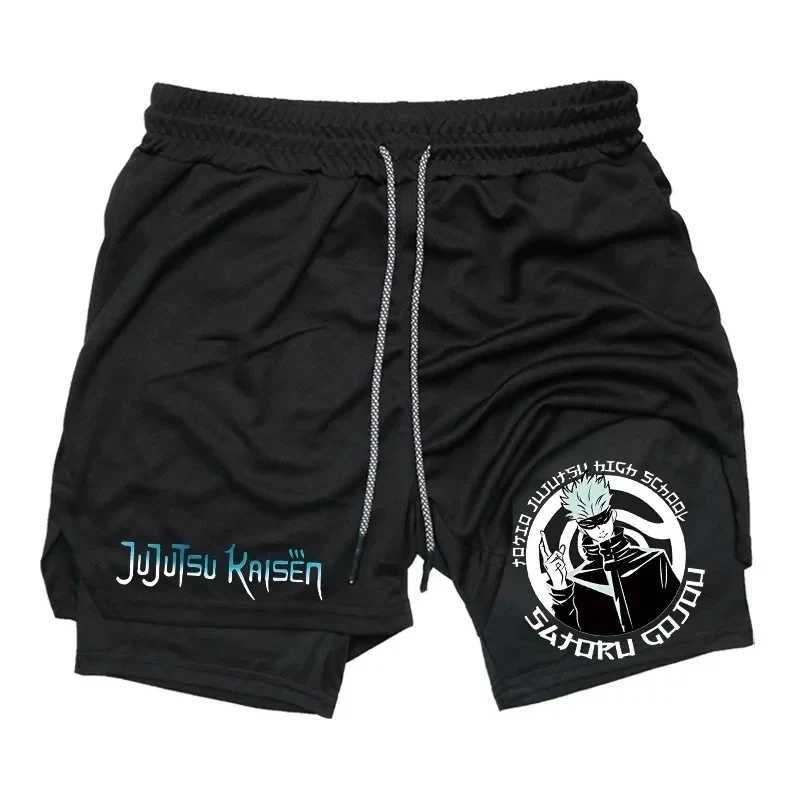 Anime Jujutsu Kaisen Compression Shorts for Men Quick Dry Athletic Shorts Pocket Performance Gym Workout Fitness 2 in 1 N260310