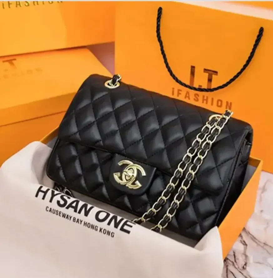 2025 Top Tier Womens Mini Square CF Real Leather Medium Caviar Lambskin Quilted Purse Small Double Flap Black Shouler Box Bag Designer Maxi Chain Strap HandBag 10A