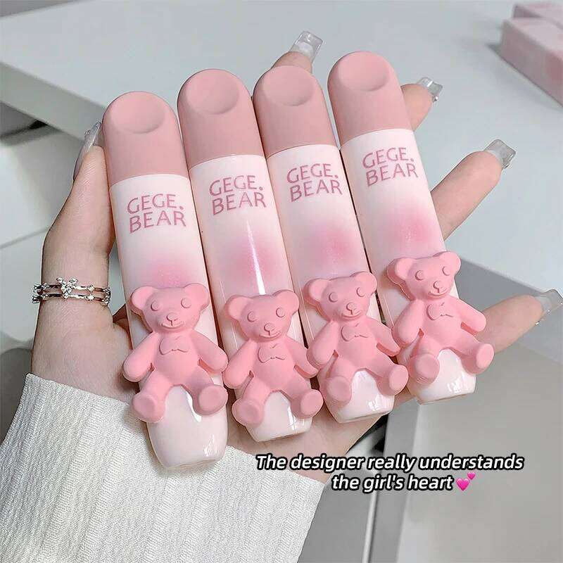 Cute Little Bear Glaze Mist Face Matte Velvet Lipstick Holding Makeup Whitening Cream Coloring Lip Color Z260310