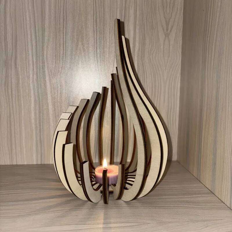 1pc Elegant Modern Minimalist Candleholder Wooden Table Centerpiece Candlelight Accent for Party Decor - Home Decoration Gift H260310