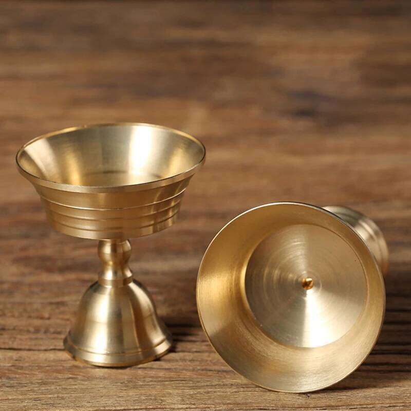Copper Cup Candlestick Holders, Single Piece Butter Lamp Home Decor H260310