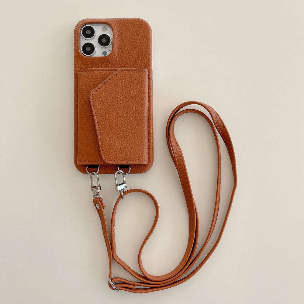 luxury card holder lanyard compatible with cases for iPhone 16 Pro Max and Apple 15, leather makeup mirror phone case