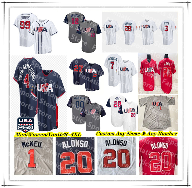 Team USA 2026 World Baseball Classic WBC Jerseys Roman Anthony Brice Turang Alex Bregman Harper Paul Goldschmidt Will Smith Cal Raleigh Ernie Clement Clay Holmes 5XL