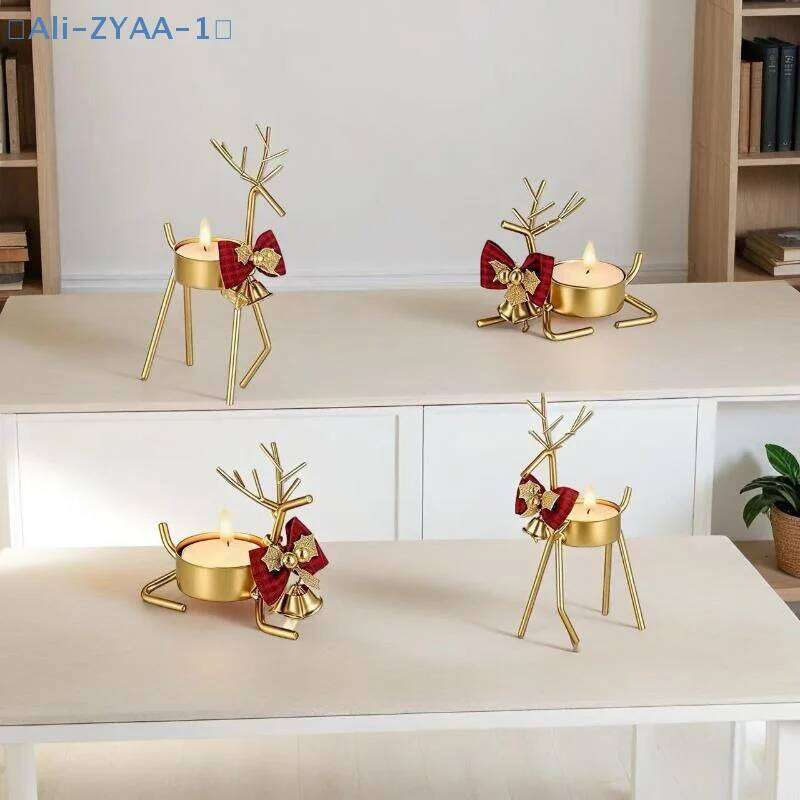 ZYAA-1Candlestick Reindeer Durable Iron Candlestick Christmas Halloween Home Decoration H260310
