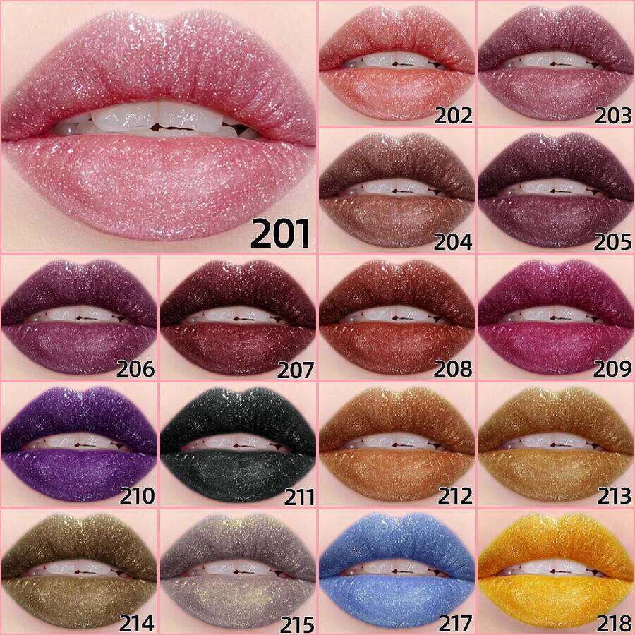 18 Colors Glitter 1pcs Glaze Long Lasting Gloss Waterproof Liquid Lipstick Makeup Oil Tint Moisturizing Lip Balm Z260310