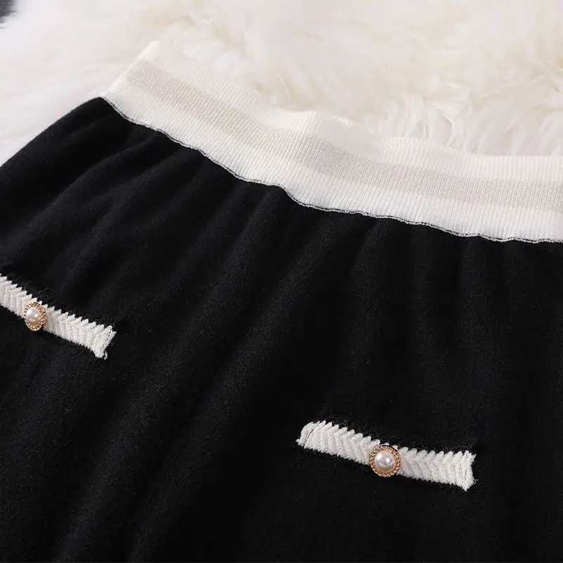 Xiaoxiangfeng Knitwear Outfits Womens Spring Autumn Fashion Knitted Cardigan Wide Leg Pants Two Piece Set Sweater Trousers SuitT260310