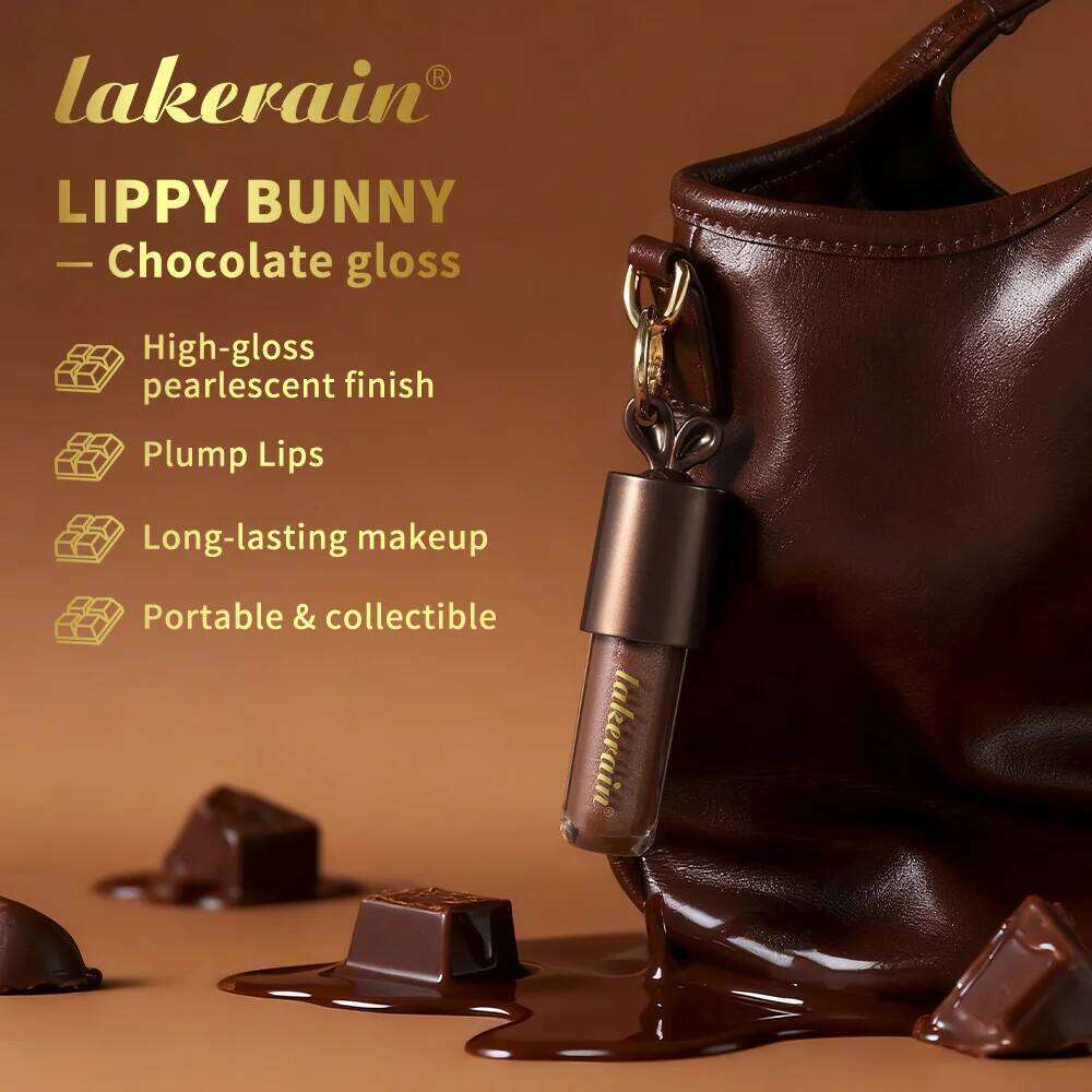 Lakerain Chocolate Rabbit Lip Gloss Mirror Effect Moisturizing Smooth Non-Sticky Long Lasting Hydration Lippy Bunny Lipstick Z260310