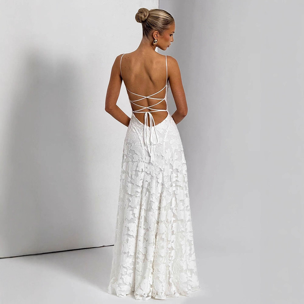 Articat Sexy Sleeveless Lace Patchwork Print Women Backless Party Evening Dress Trailing Long Skirt Flowing Vestido 250326