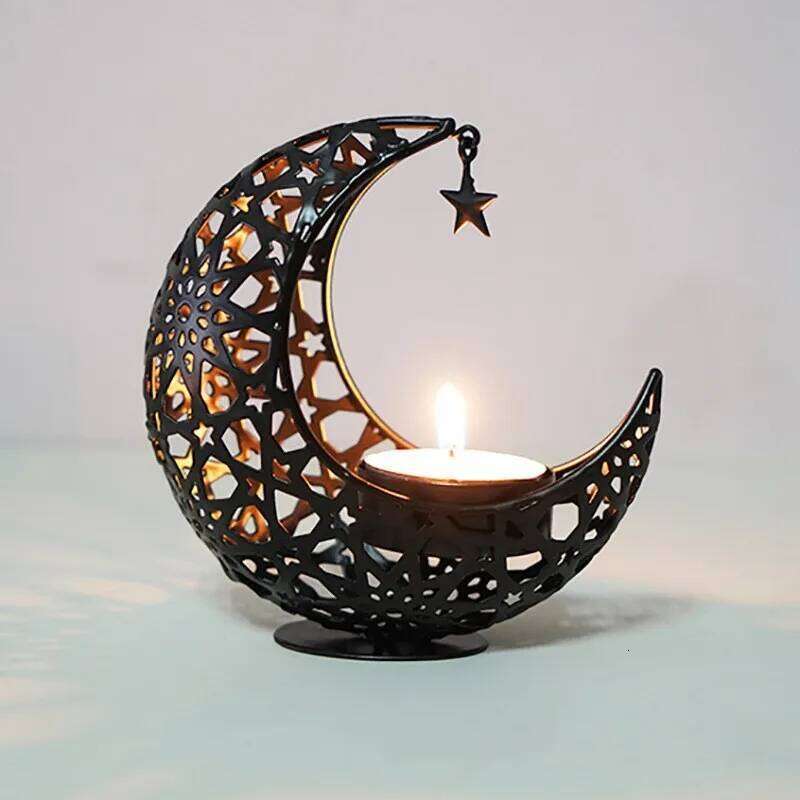Moon Candle Holder Metal Christmas Decoration Romantic Luxury INS Style Wedding Table Tea Light Cup Stand Decor H260310