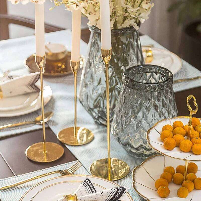European Style Metal Candle Holders Simple Wedding Decoration Bar Party Living Room Decor Home Table Candlestick H260310