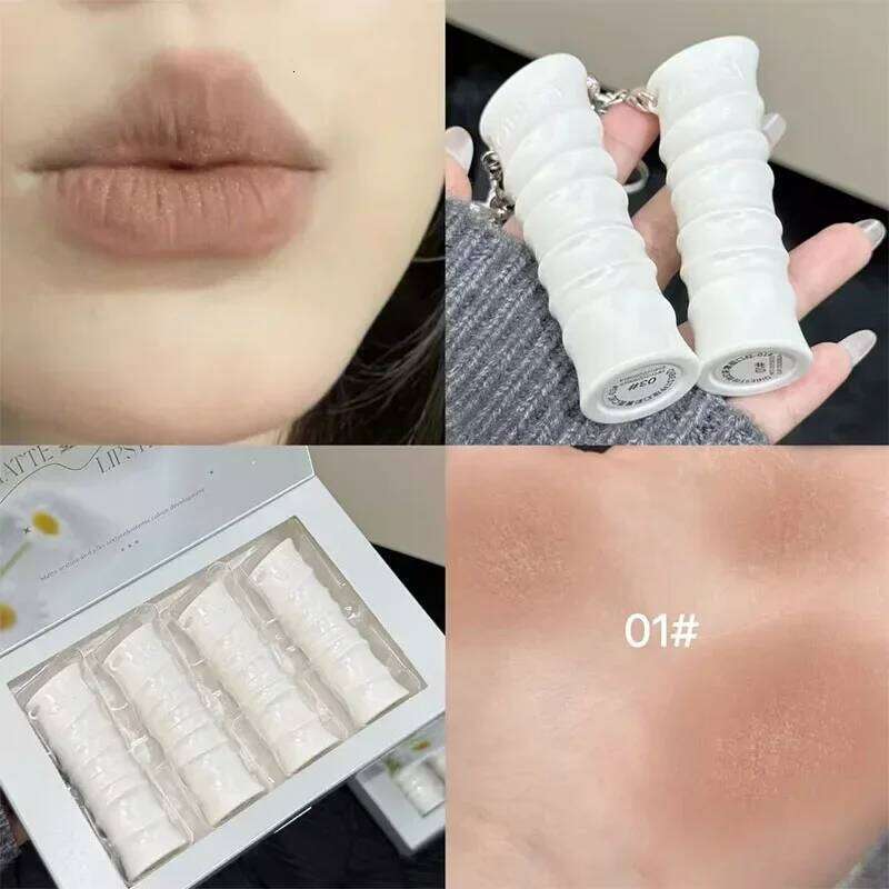 New Matte Nude Brown Waterproof Soft Mist Lip Stain Long Lasting Lipstick Korean Cosmetics Colorful Shiny Lips Makeup Z260310