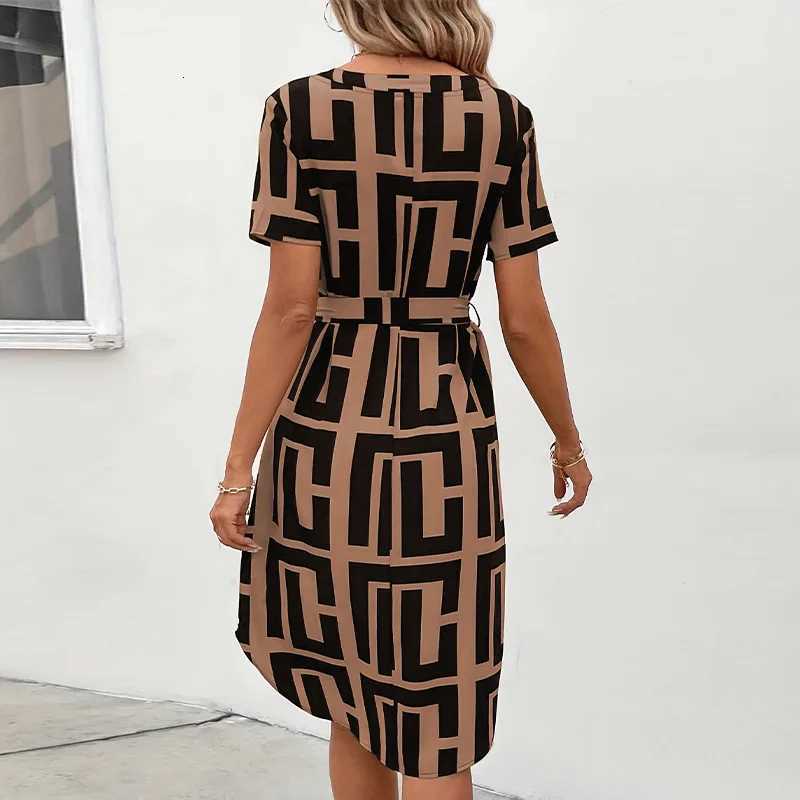 Casual Loose Printed Short Dresses For Women 2025 Fashion Summer Womens A-Line Midi Dress Elegant Vintage Female DressesT260310
