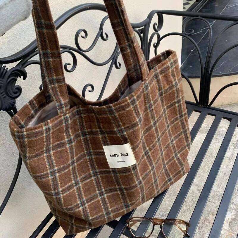 Autumn and winter checkered tote ins laid-back single-shoulder bag, large-capacity handbag, for daily commuting XJ260310