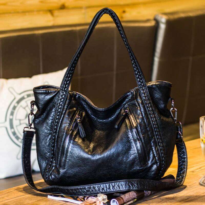 2025 New Woven Single Shoulder Crossbody Bag; Women's Soft Leather Handbag; Bucket Tote Bag XJ260310