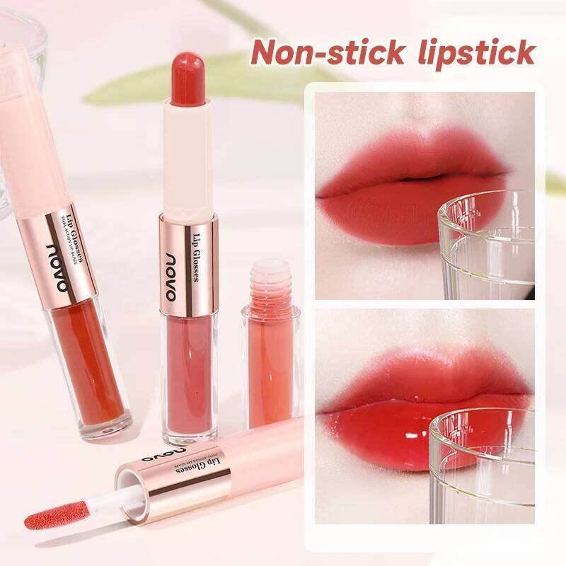 2-In-1 Dual-Ended Lipstick Lip Gloss - Matte & Mirror Finish, Long-Lasting Color Lock, Nourishing Formula With Seed Oil Z260310