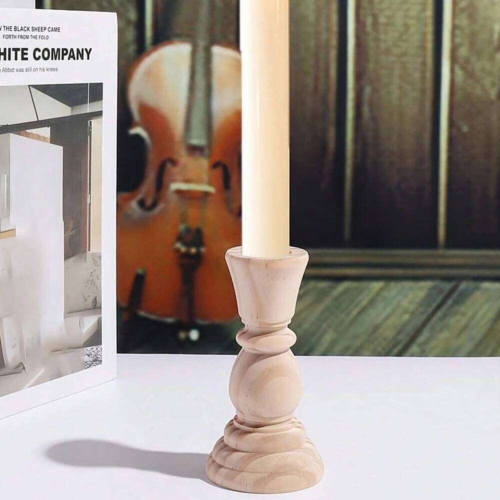Wooden Candlesticks Unfinished Wood Holder Pillar Taper Candle Stands for Wedding Party Birthday Home Table Decoration H260310