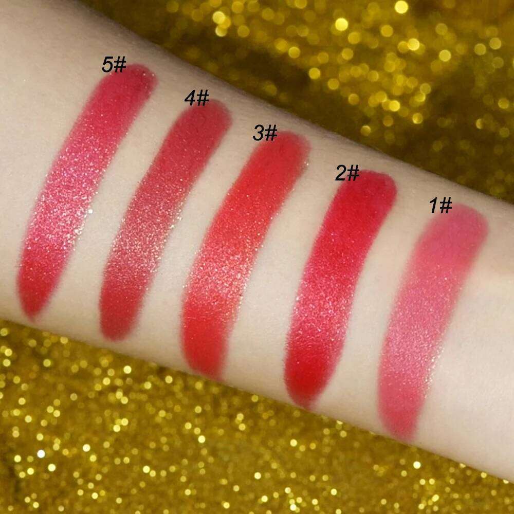 Glitter Moisturizing Makeup Velvet Matte Gold Lipstick Waterproof Lipstains Sexy Shiny Red Cosmetics Pigment Nude Rouge Z260310