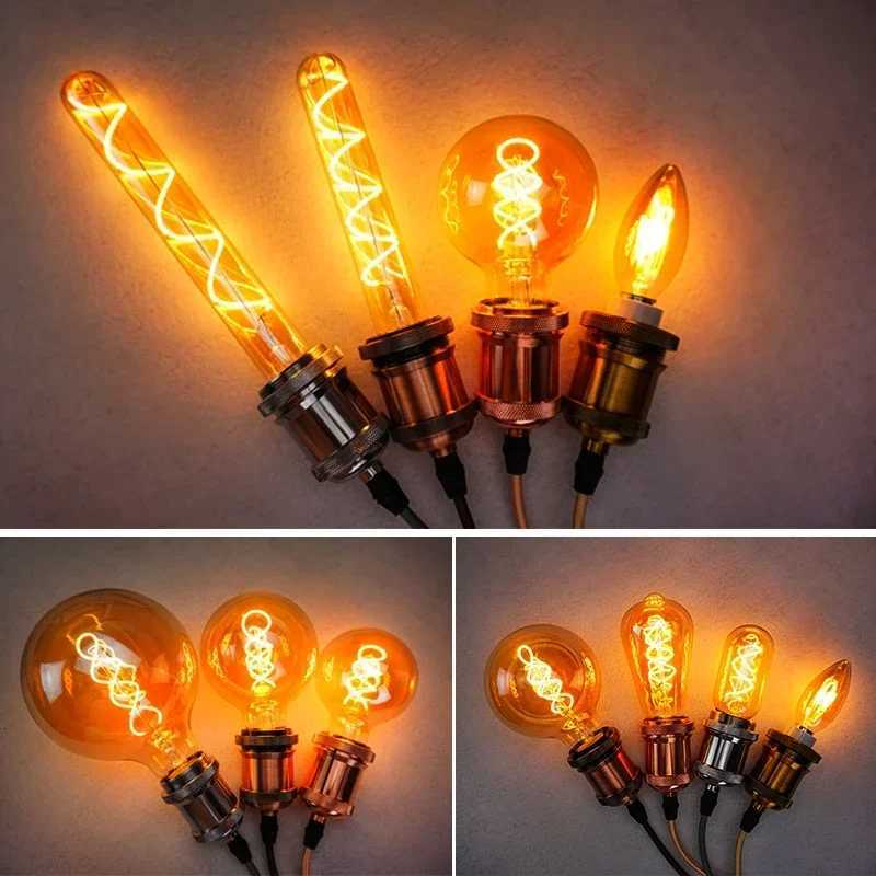 2-10pcs LED Edison Light Bulb E14 E27 AC220V Retro Filament Bulb C35 ST64 G80 G95 G125 Warm Yellow Living Room and Bedroom Light H260310