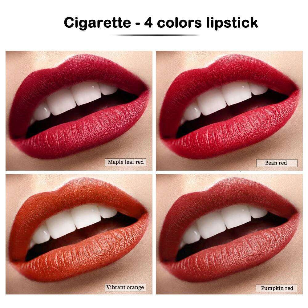 4 Colors Cigarette Lipstick Set Velvet Matte Waterproof Long-lasting Non-Stick Cup Lip Gloss Makeup for Women's Cosmetics Z260310