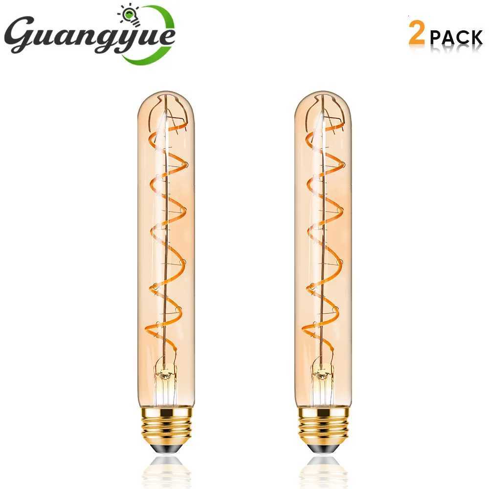 T185 Spiral Filament LED Light E26 E27 Edison Tubular Light Bulb 30 Watt Equivalent 3W 2200K Warm White Retro Amber Glass Bulbs H260310